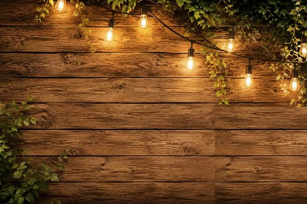 Holzwand mit Lichterchötti